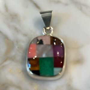 Multicolored silver pendant